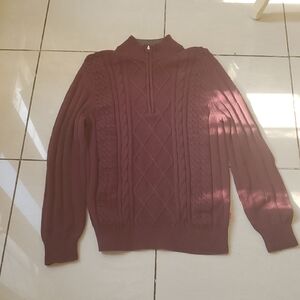 Izod Men's Maroon  Half Zip-Up Sweater